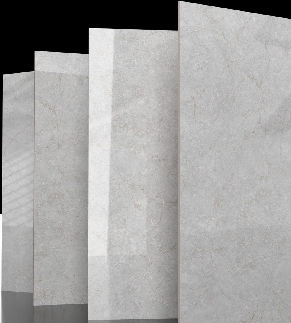 Stella collection: four light grey tiles standing in a row