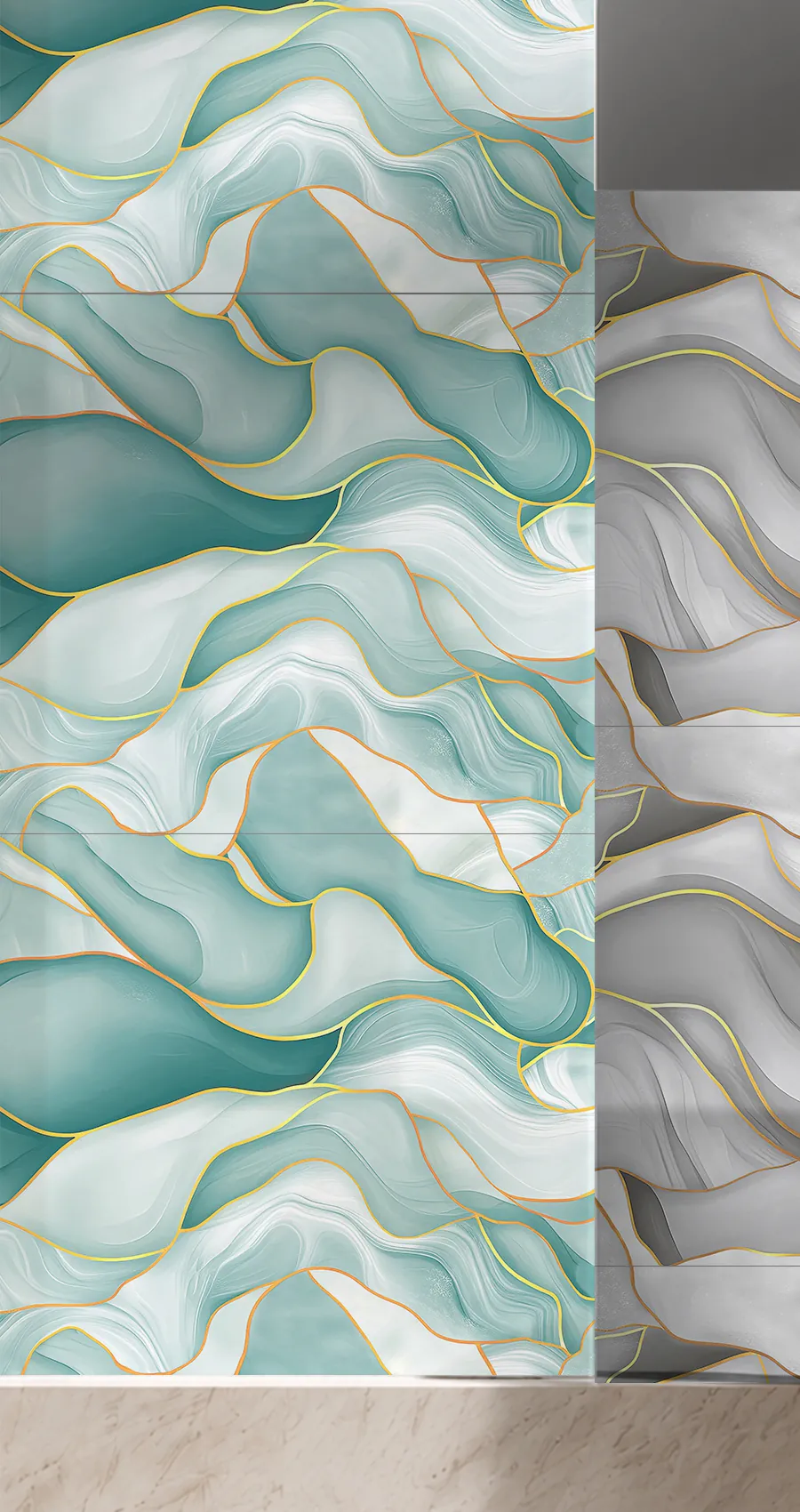 Spruce, green and gold waves