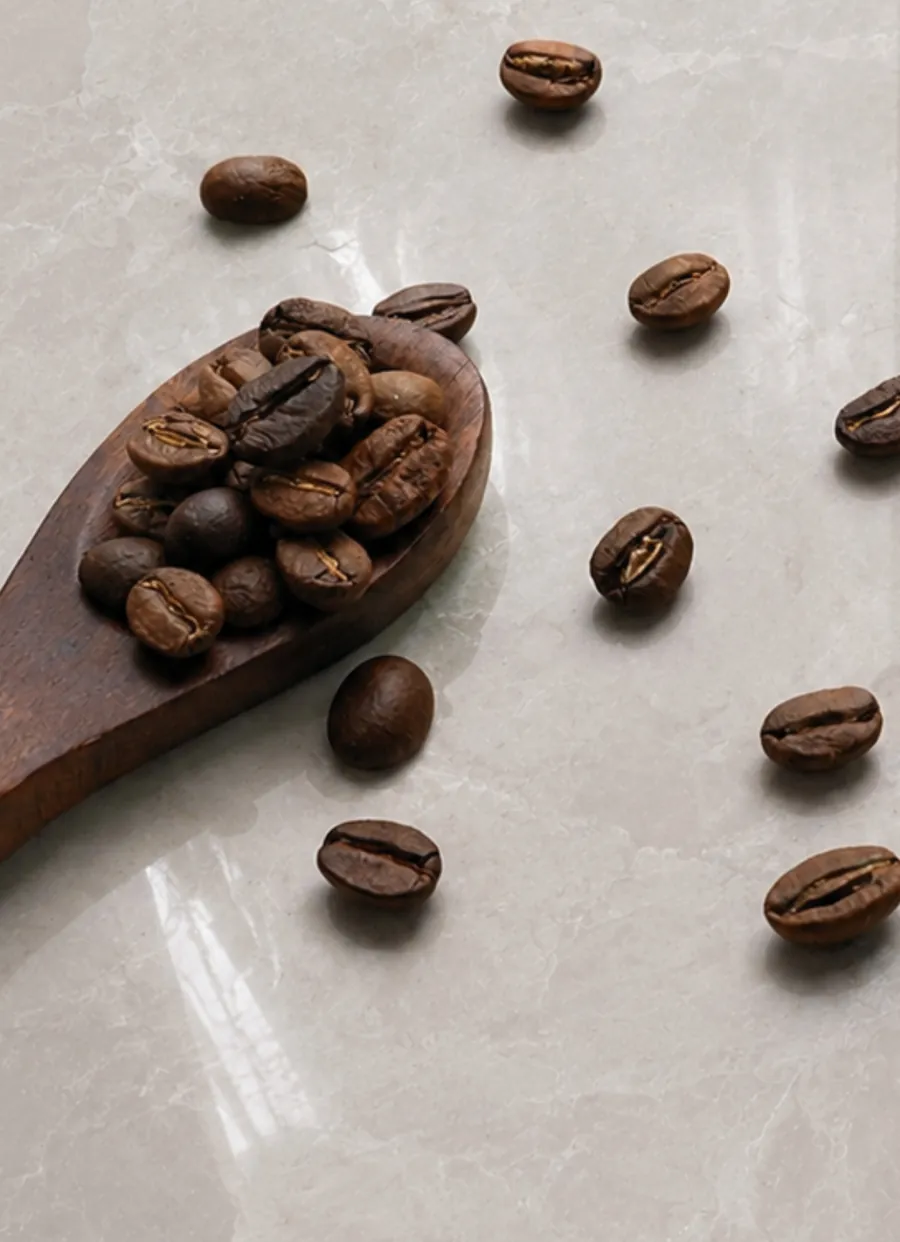 Sunpit Mix beige tile with coffee beans scattered on top